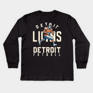 Detroit lions football vector design Kids Long Sleeve T-Shirt